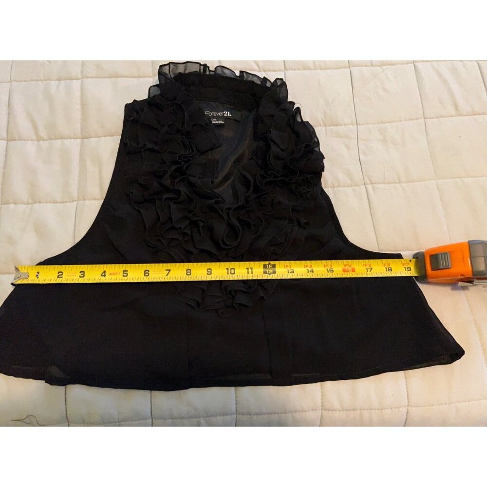Ruffle Lightweight Blouse~ Women’s~ Chiffon Tank Top Coquette Y2K Size L - Picture 10 of 12